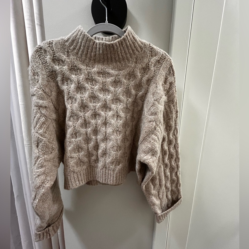 Crop tan knit sweater size small